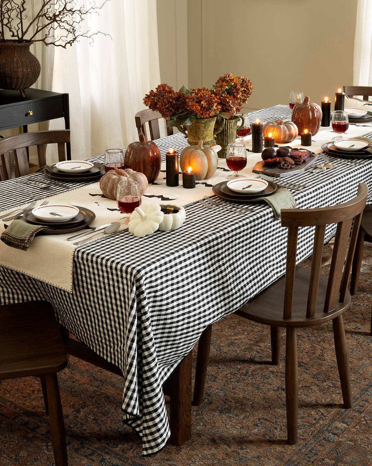 Black and White Bat Motif Table Runner - Image 4