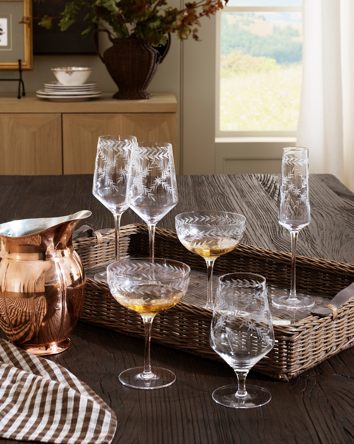 Etched Clear Water Goblets, Set of 4 - Image 4