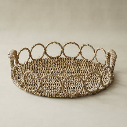 Handwoven Round Seagrass Tray with Looped Edge - Image 6
