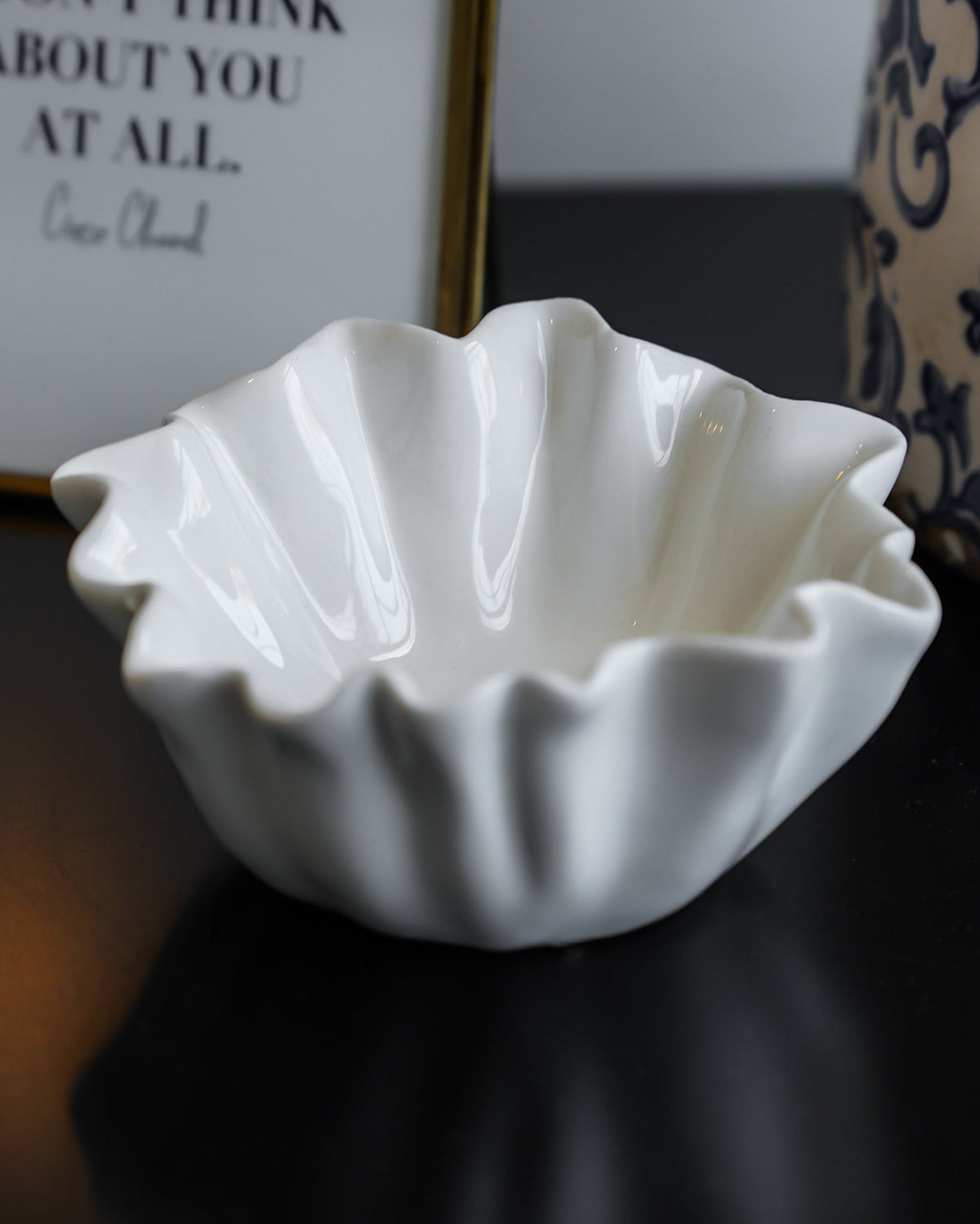 White Fluted Stoneware Accent Bowl - Image 2