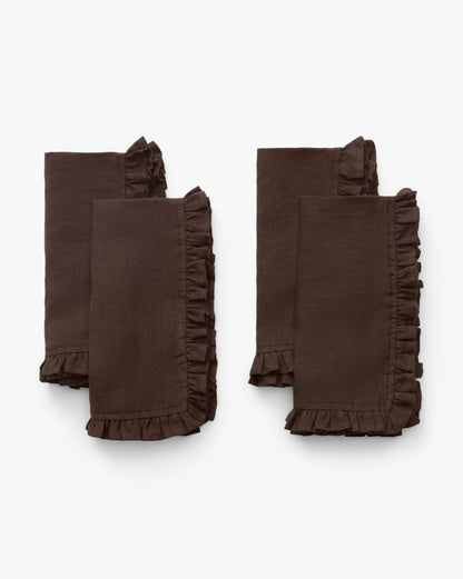 Linen Ruffle Napkins, Set of 4