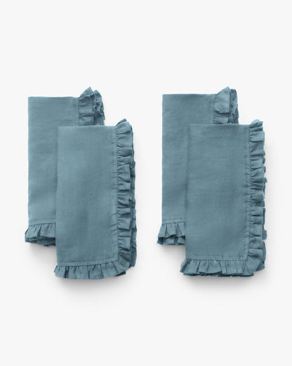 Linen Ruffle Napkins, Set of 4
