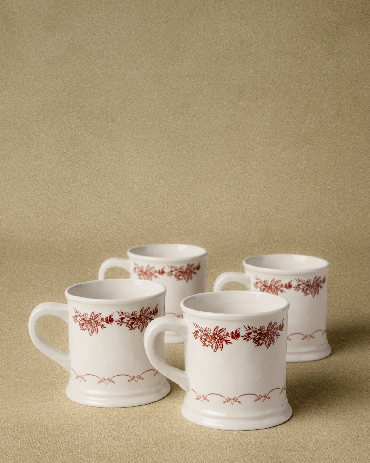 Red Berry Stoneware Mugs, Set of 4 - Image 1