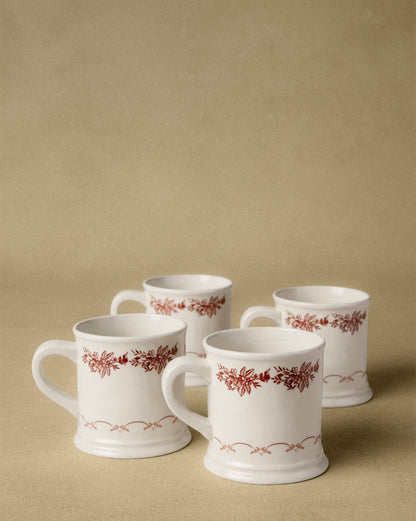 Red Berry Stoneware Mugs, Set of 4 - Image 1