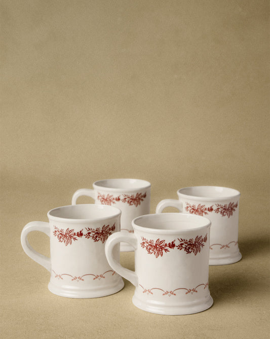 Red Berry Stoneware Mugs, Set of 4 - Image 1