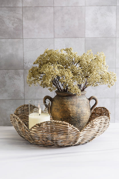Gray Wash Woven Willow Scalloped Tray - Image 2