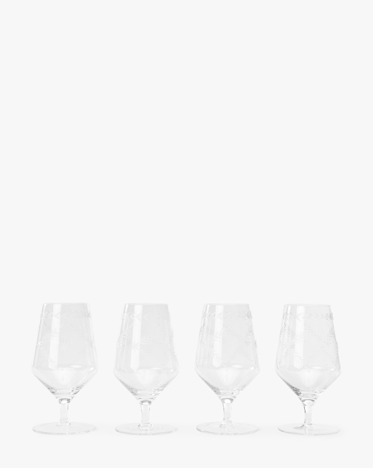 Etched Clear Water Goblets, Set of 4