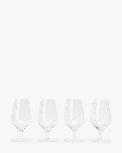 Etched Clear Water Goblets, Set of 4