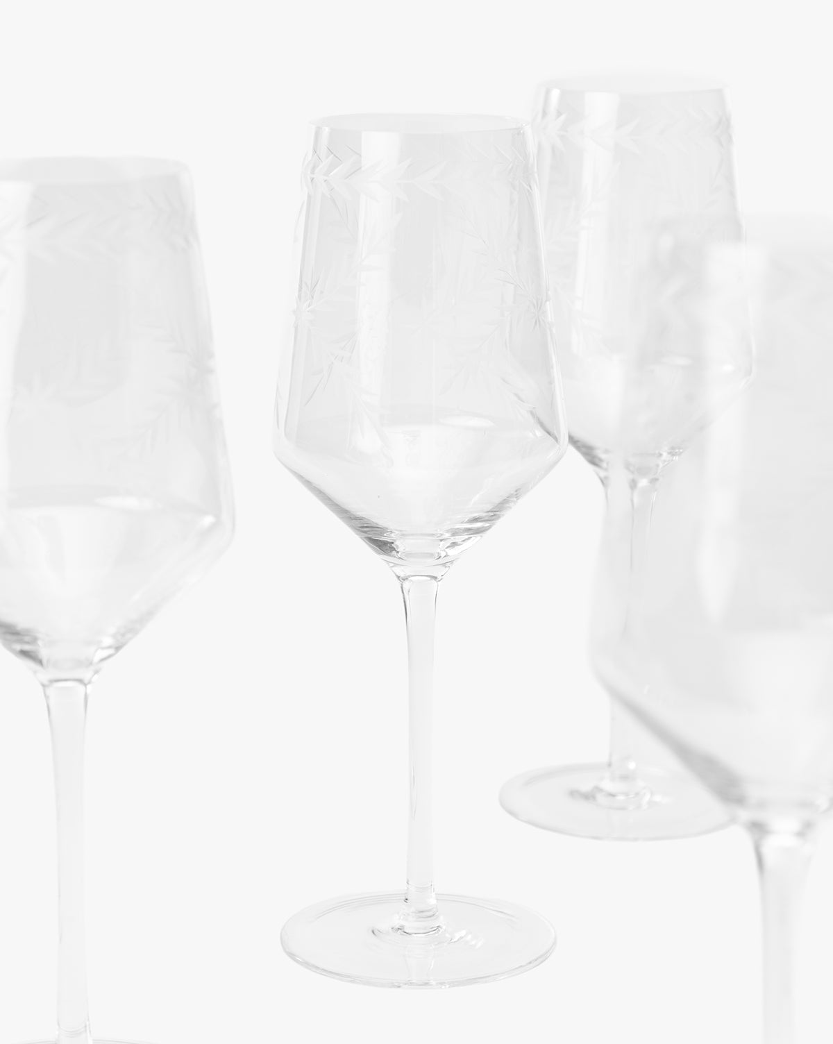 Etched Clear Wine Glasses, Set of 4 - Image 3