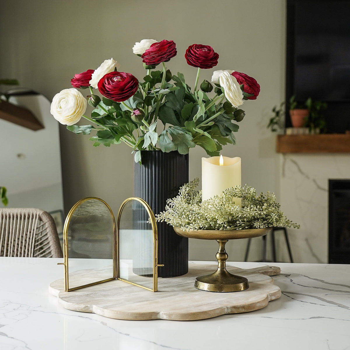 Textured Antique Brass Pedestal Tray - Image 6