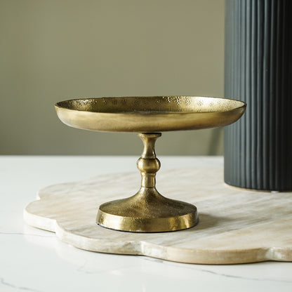 Textured Antique Brass Pedestal Tray - Image 4