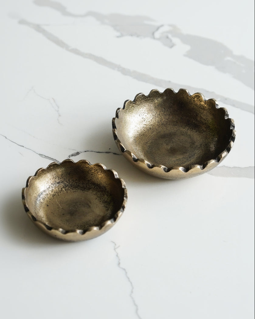 Distressed Gold Scalloped Accent Bowl - Image 1