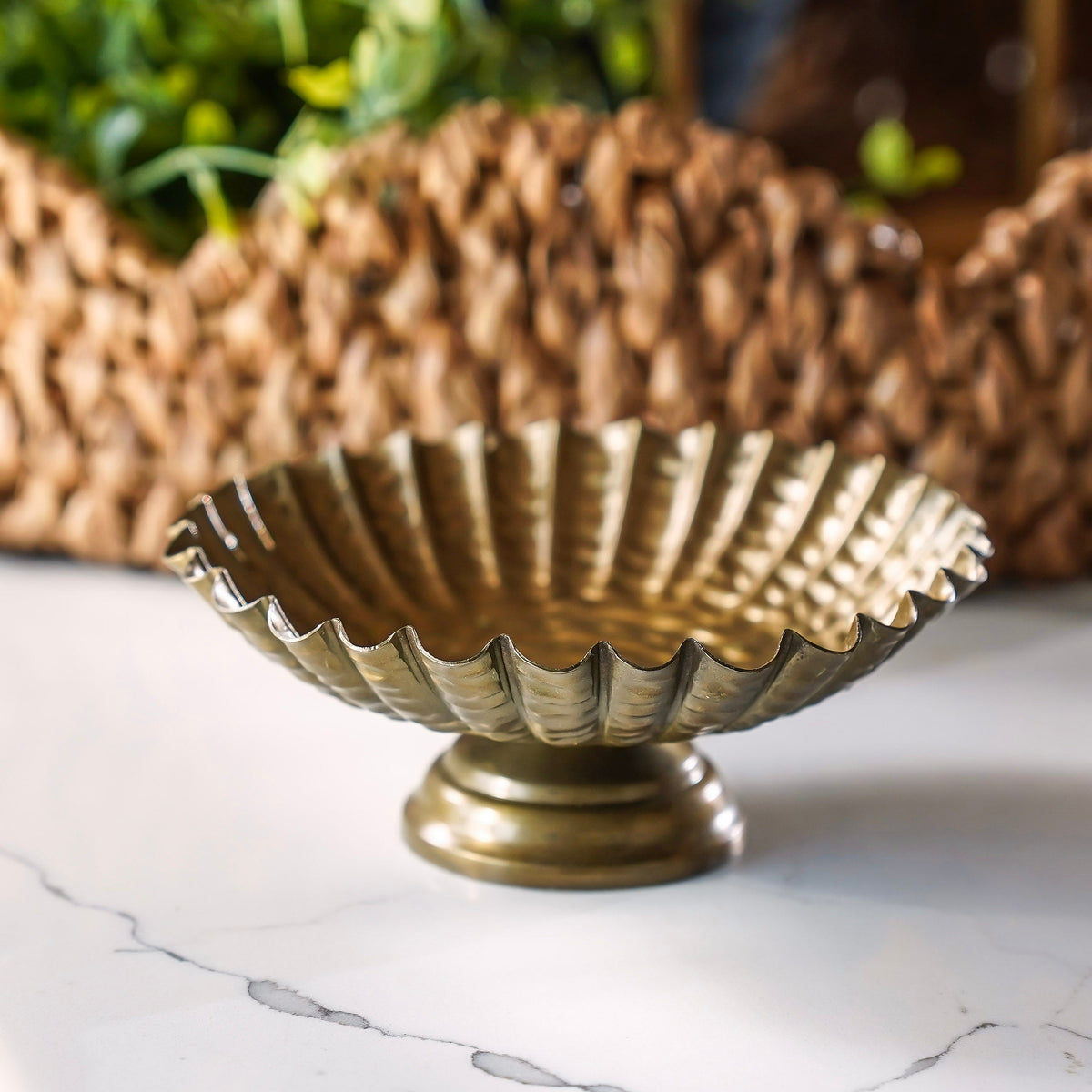 Mini Antique Gold Footed Decorative Dish - Image 1