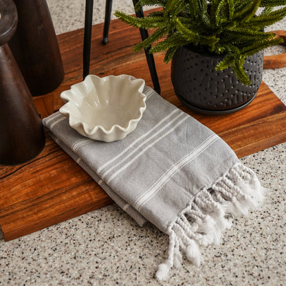 White Fluted Stoneware Accent Bowl - Image 6