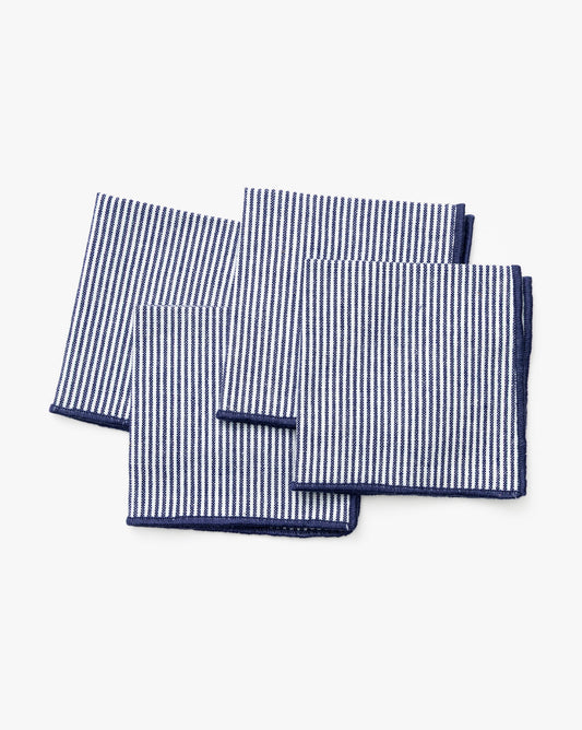 Navy Stripe Cotton Cocktail Napkins, Set of 4 - Image 1