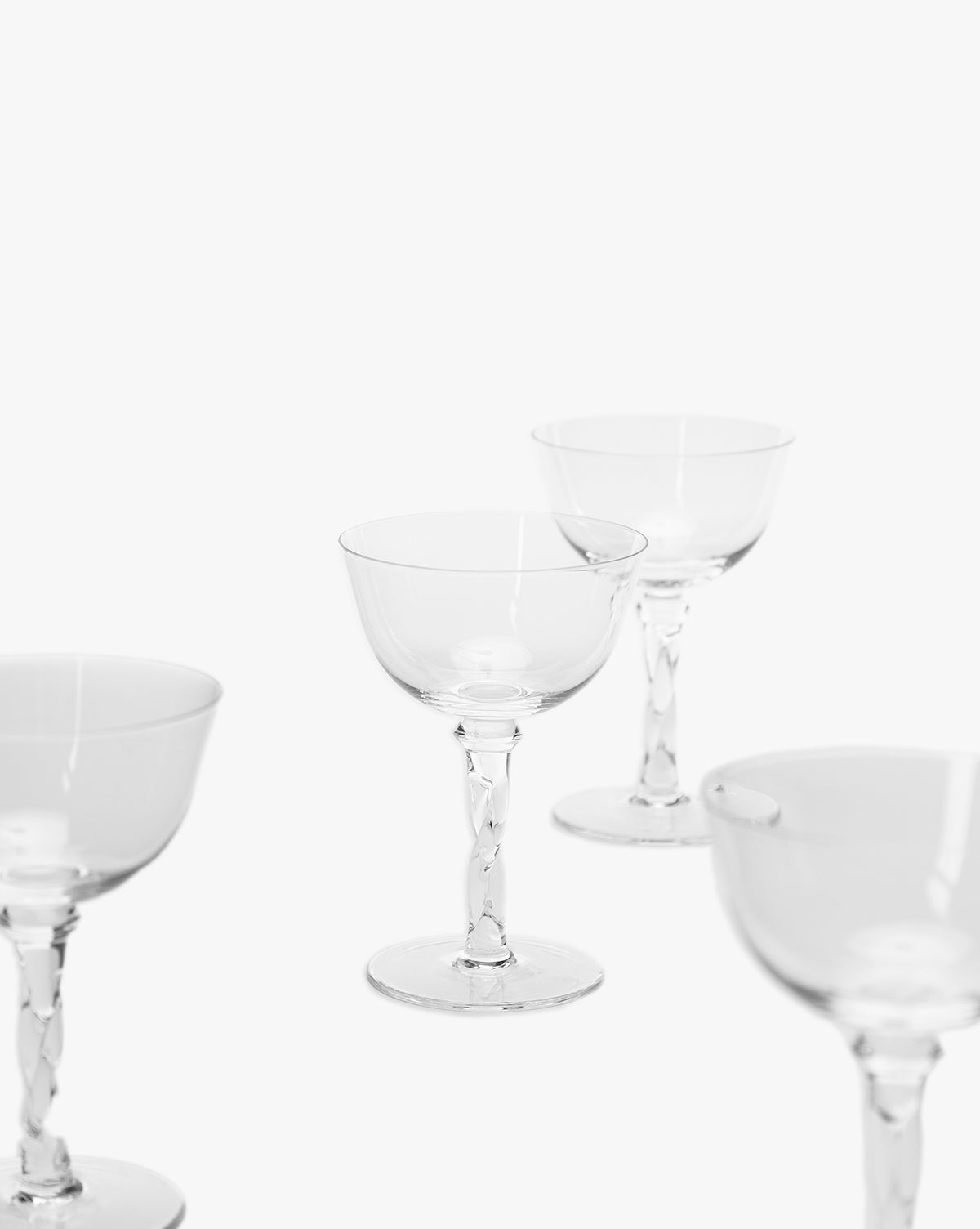 Twisted Stem Clear Champagne Coupes, Set of 4 - Image 2