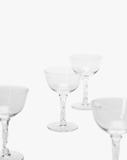 Twisted Stem Clear Champagne Coupes, Set of 4 - Image 2