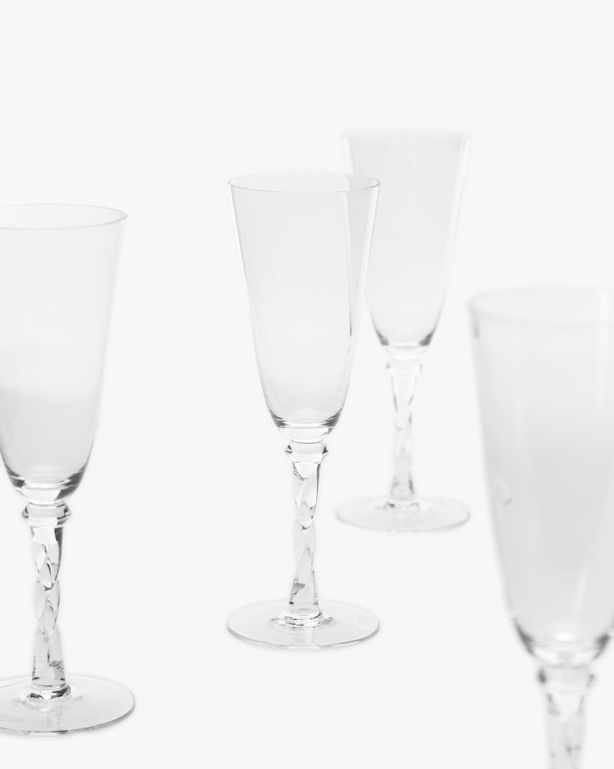 Twisted Stem Clear Champagne Flutes, Set of 4 - Image 2