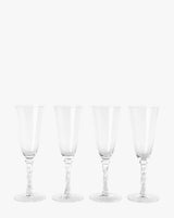 Twisted Stem Clear Champagne Flutes, Set of 4