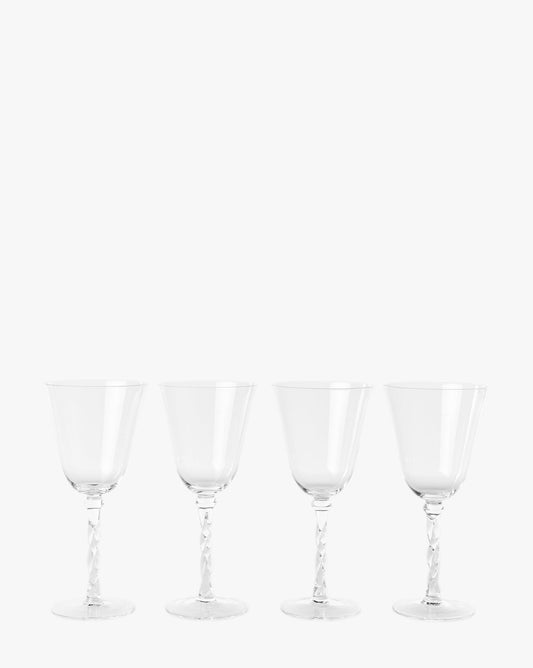 Twisted Stem Clear Wine Glasses, Set of 4 - Image 1