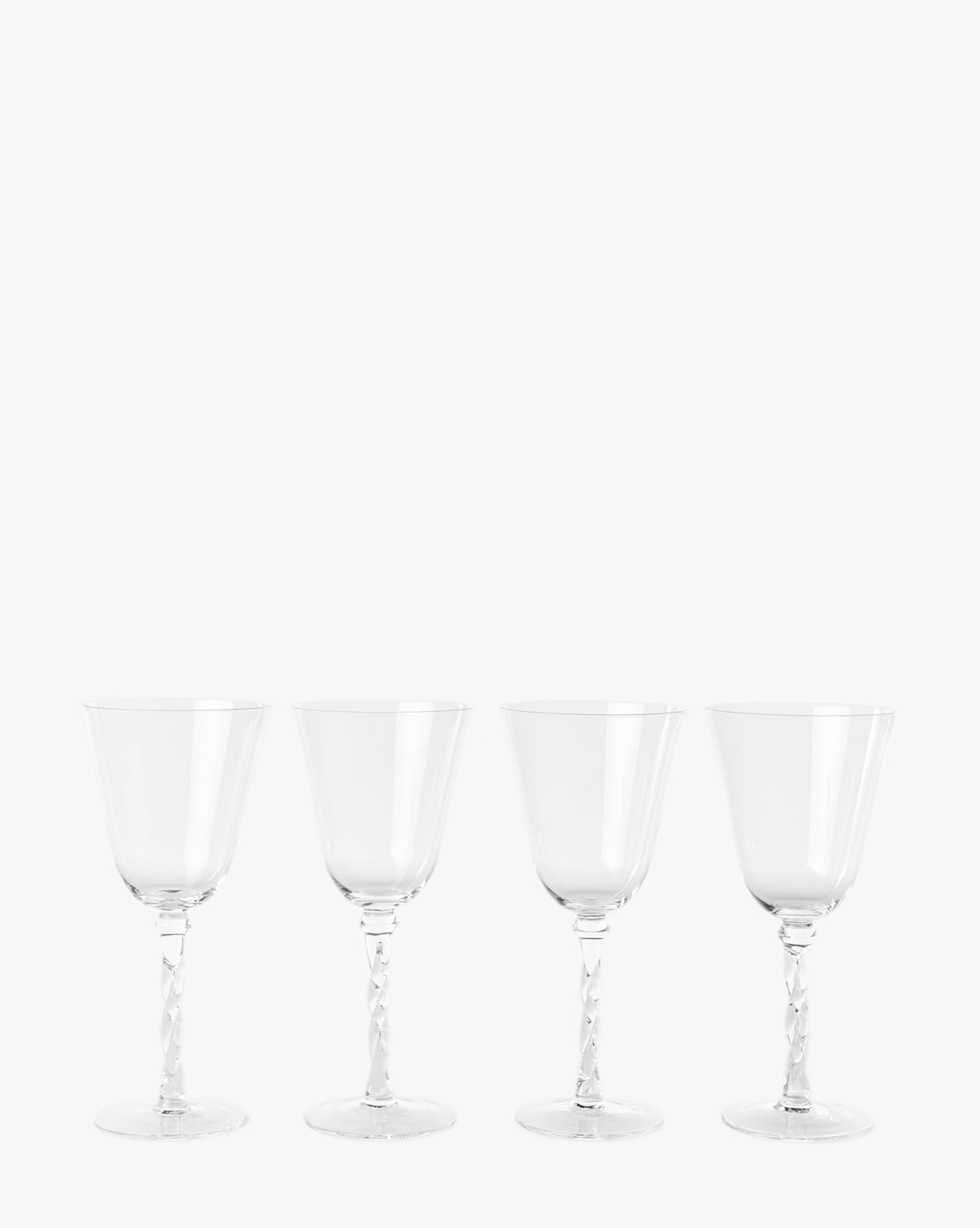 Twisted Stem Clear Wine Glasses, Set of 4