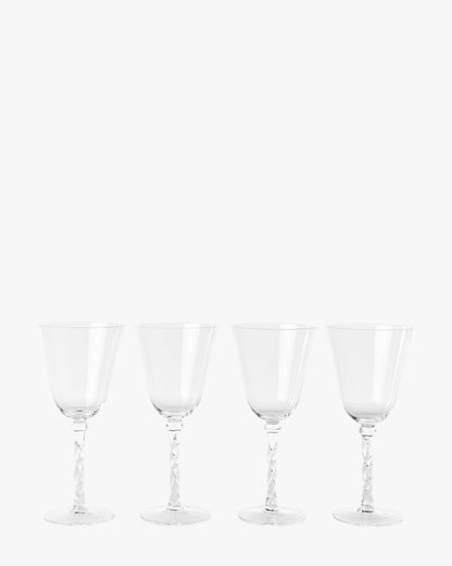 Twisted Stem Clear Wine Glasses, Set of 4